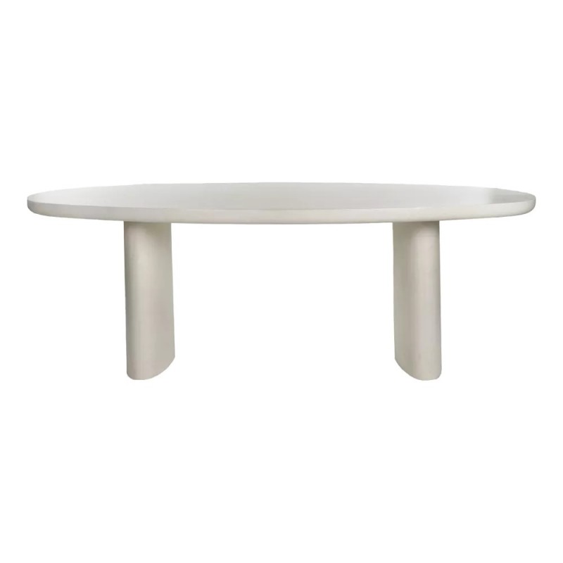 DINING TABLE LIME PLASTER OFFWHITE OVAL 220 - DINING TABLES